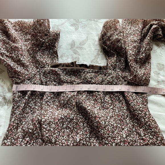 Abercrombie Brown Pink Ditsy Floral Tiered Babydoll Mini Dress Small Coquette - Picture 6 of 7